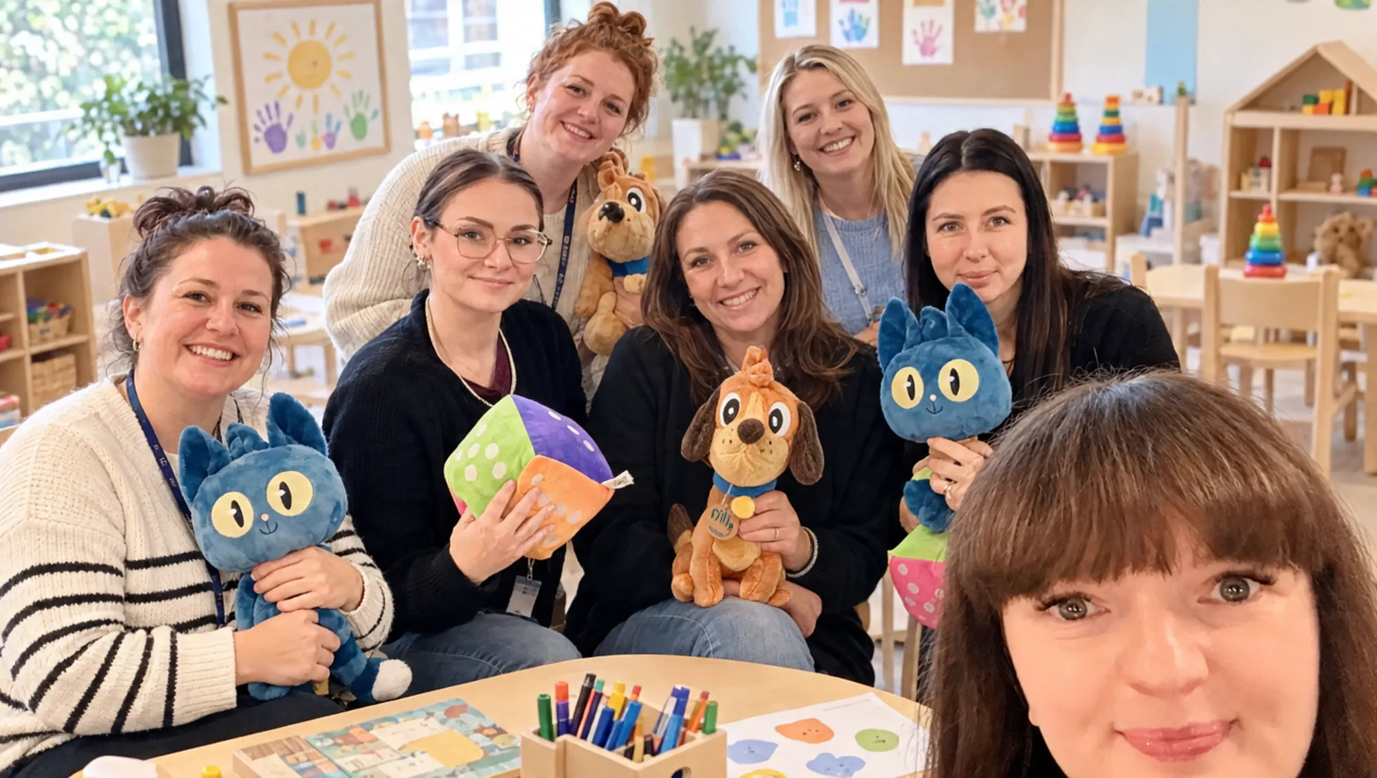 Staff meeting the Hey Feelings team and exploring Academy of Emotions materials